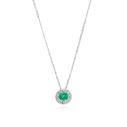 GARGANTILLA  COLOR LIFE  ORO BLANCO 18K ESMERALDA Y CIRCONITAS