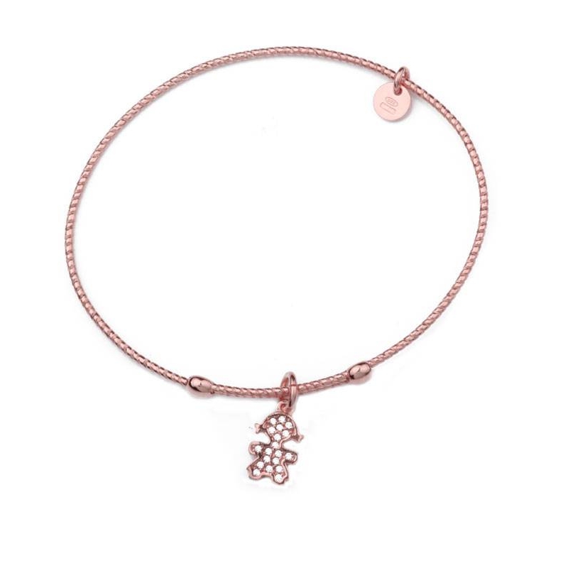 Pulsera rígida plata con niña 