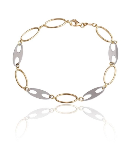 Pulsera oro 18k bicolor eslabones finos 