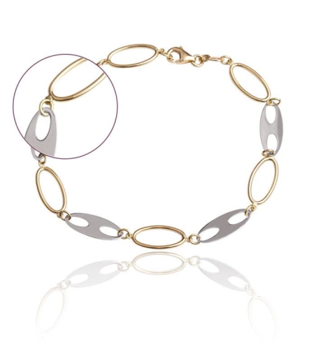 Pulsera oro 18k bicolor eslabones finos 