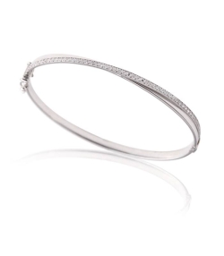 Pulsera rígida oro blanco y