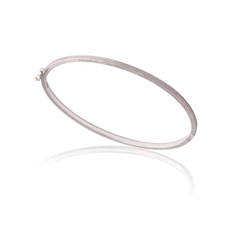 Pulsera rígida oro blanco satinada