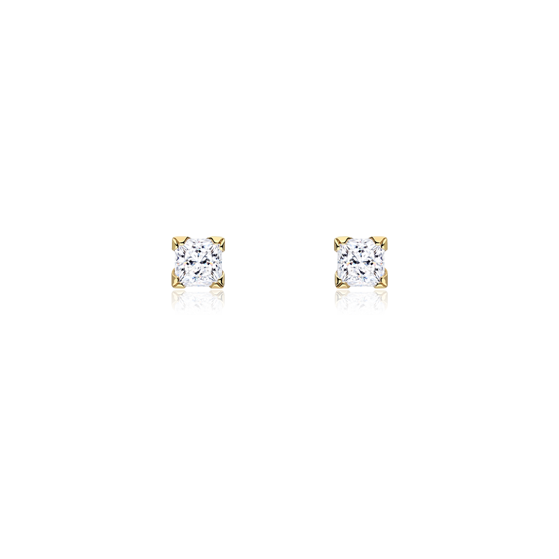 PENDIENTES "SQUARE" ORO 18K Y CIRCONITAS