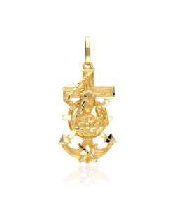 CRUZ MARINERA "VIRGEN DEL CARMEN" ORO 18K PEQUEÑA