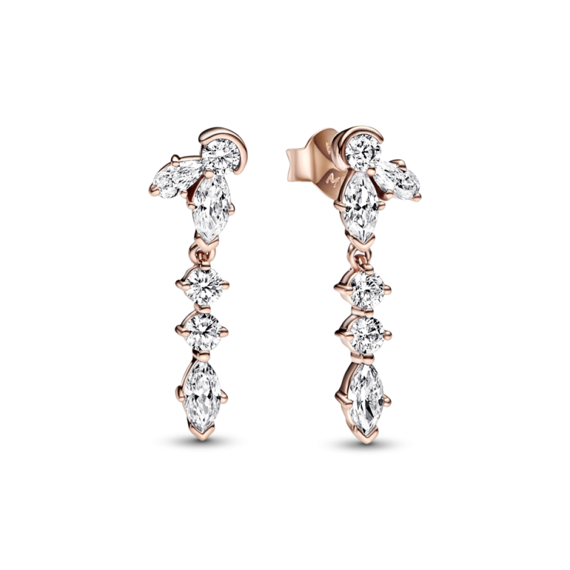 PENDIENTES PANDORA LARGOS ORO ROSA HERBARIO BRILLANTE 282404C01