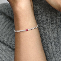 PULSERA PANDORA TENIS GEMA ROJA EN PAVÉ 592403C01