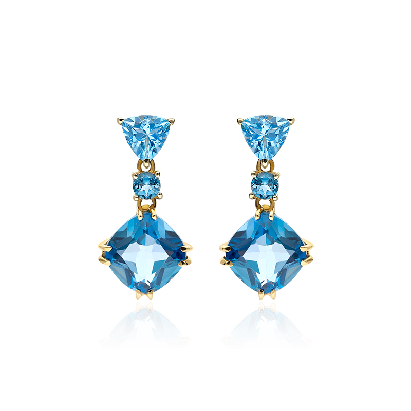 PENDIENTES "SCENIC" ORO 18K Y GEMAS DE COLOR