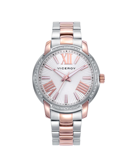 Reloj Mujer Dorado Acero Inoxidable Cubic Fondo Blanco