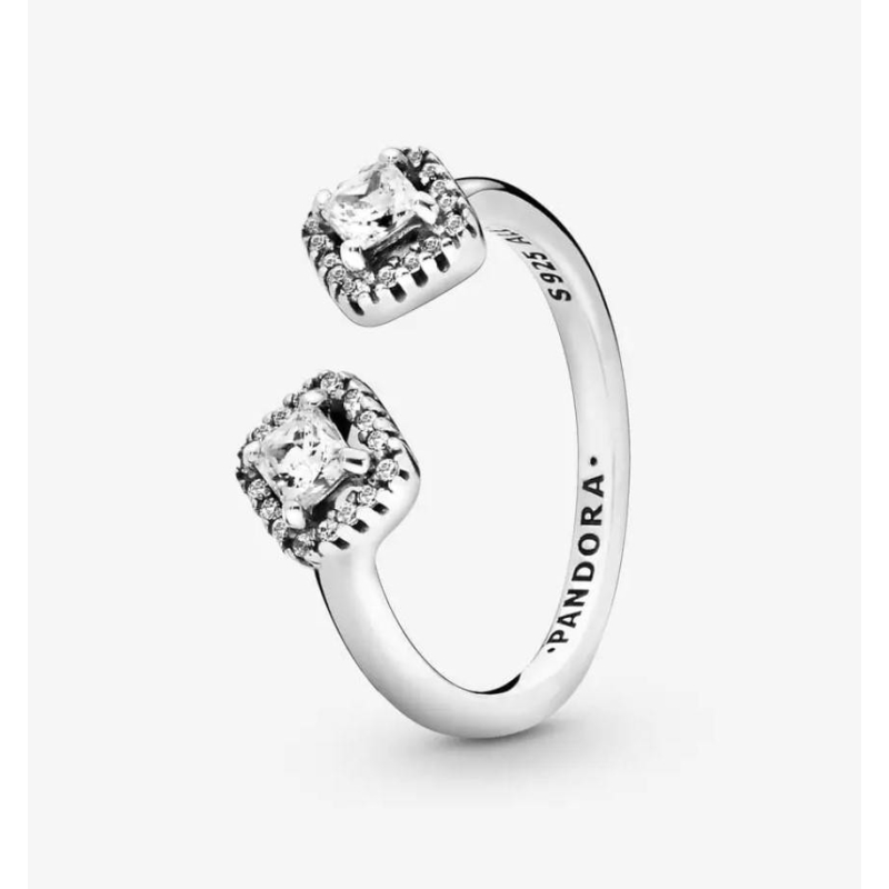 ANILLO PANDORA ABIERTO CIRCONITAS CUADRADAS 198506C01 ANILLO PANDORA ABIERTO CIRCONITAS CUADRADAS 198506C01