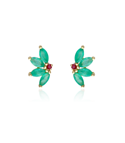 PENDIENTES "BANARI" ESMERALDAS ORO 18K