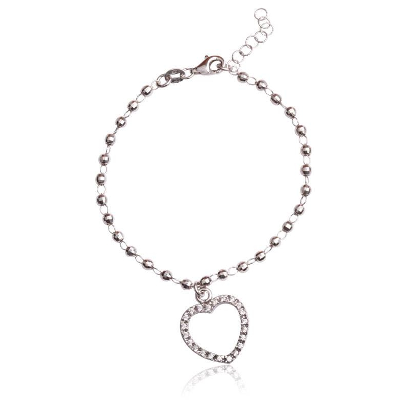 Pulsera plata de ley Corazón circonitas