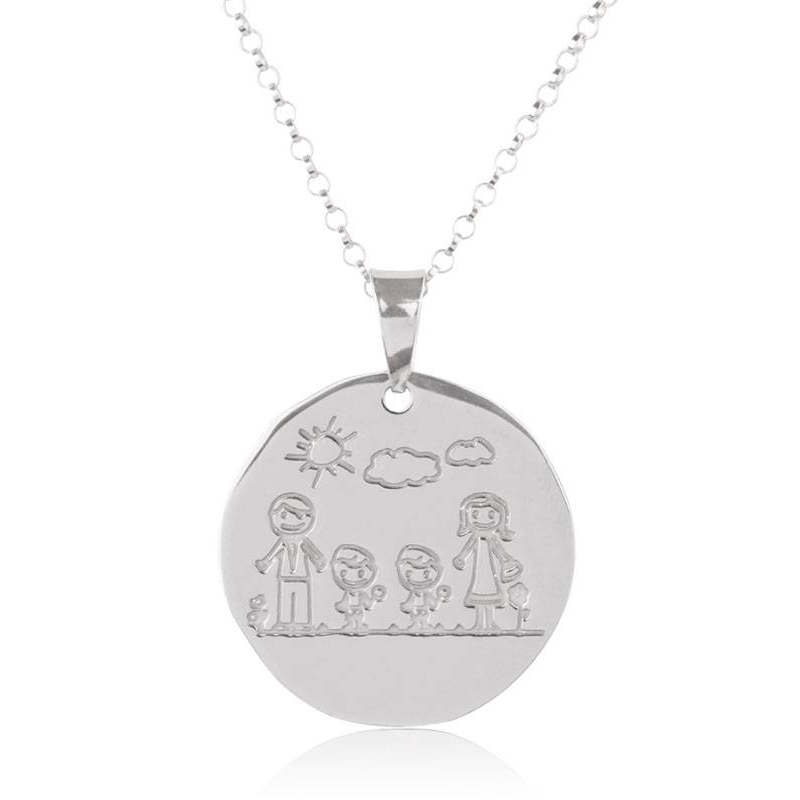 Colgante de Plata Familia con dos Hijos