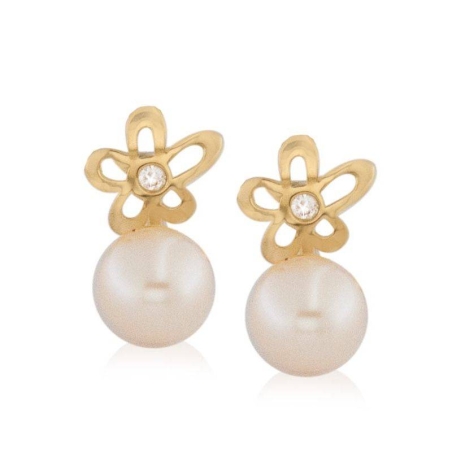 Conjunto Oro 18k perla y circonita