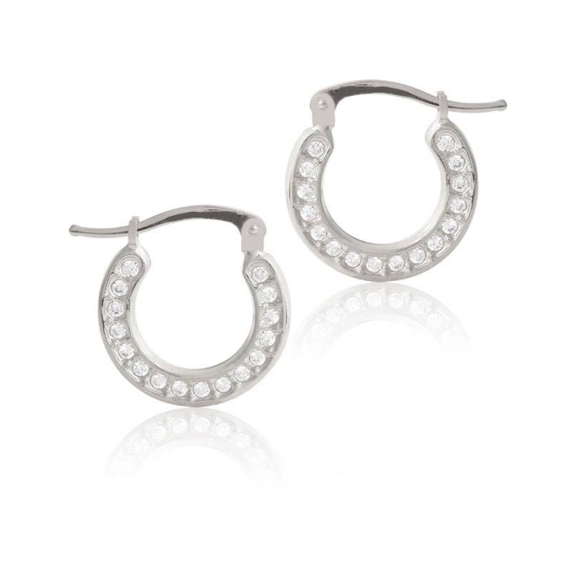 Pendientes "Circle" Oro blanco 18k y circonitas