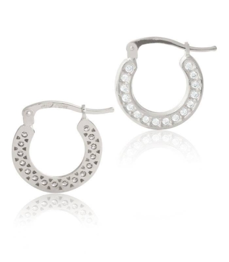 Pendientes "Circle" Oro blanco 18k y circonitas