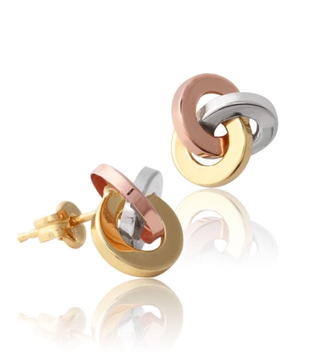 Pendientes "Twister Sun" Oro tricolor 18k