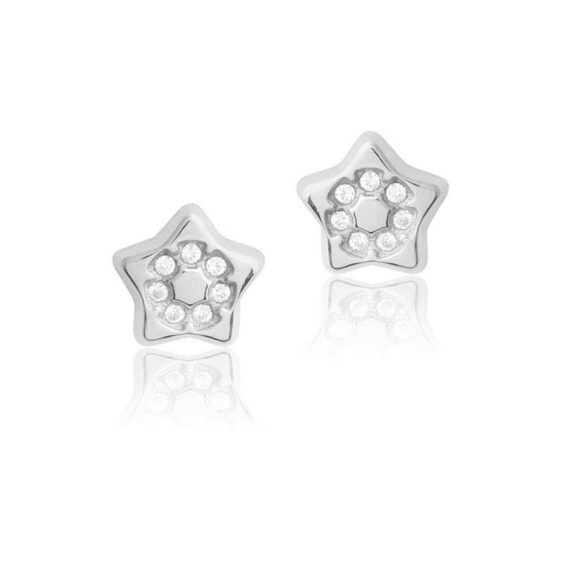 Pendientes bebé Oro blanco 18k Estrella