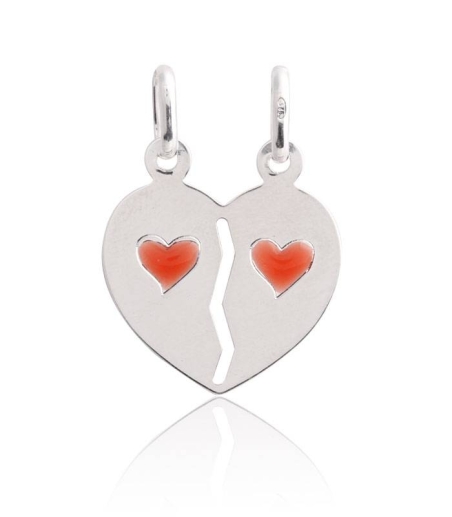 Colgante Plata de ley Corazones rojos