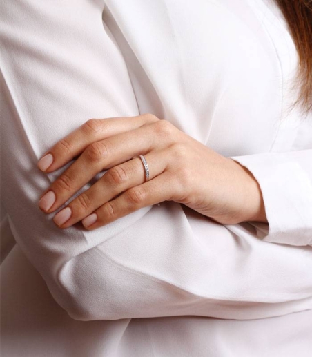 Anillo "Bérgamo" Oro Blanco 18k y Diamantes 0.20 cts