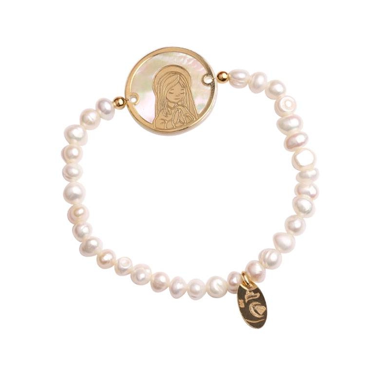 Pulsera Perlas Baño oro 18k Virgen 