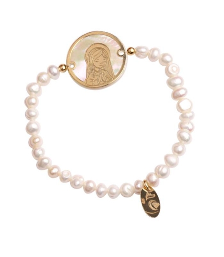 Pulsera Perlas Baño oro 18k Virgen 