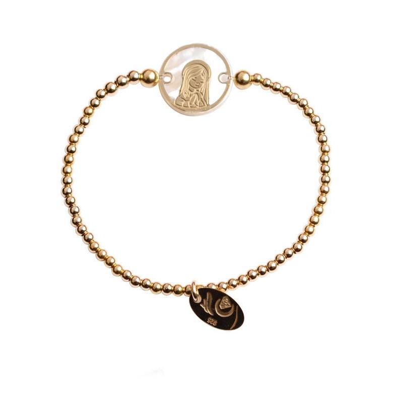 Pulsera bolas Baño oro 18k Virgen