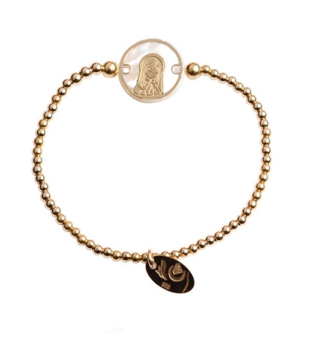 Pulsera bolas Baño oro 18k Virgen