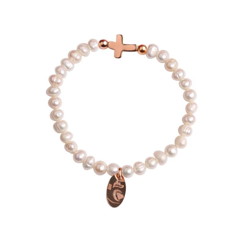 Pulsera "Silhouette" Baño oro rosa 18k Cruz