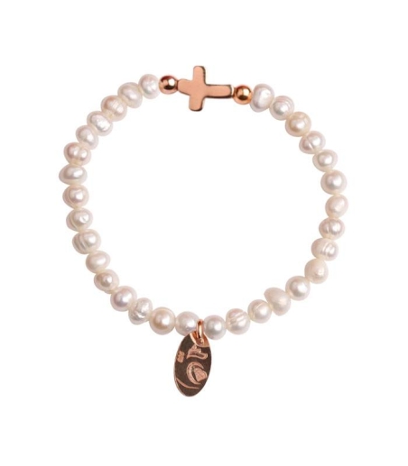 Pulsera "Silhouette" Baño oro rosa 18k Cruz