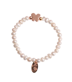 Pulsera  Silhouette  Ba  o oro rosa 18k Mariposa