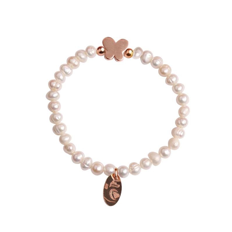 Pulsera "Silhouette" Baño oro rosa 18k Mariposa