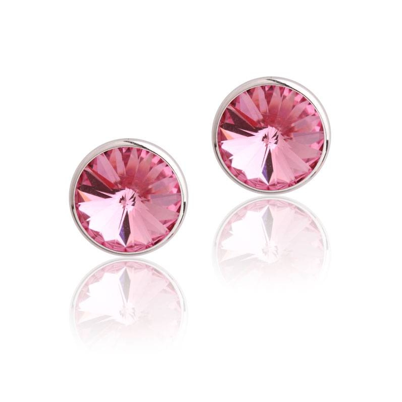 Pendientes "Chromatic" pequeños Rosa Plata de ley