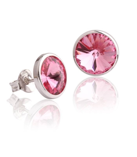 Pendientes "Chromatic" pequeños Rosa Plata de ley