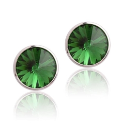 Pendientes  Chromatic  grandes Verde Plata de ley