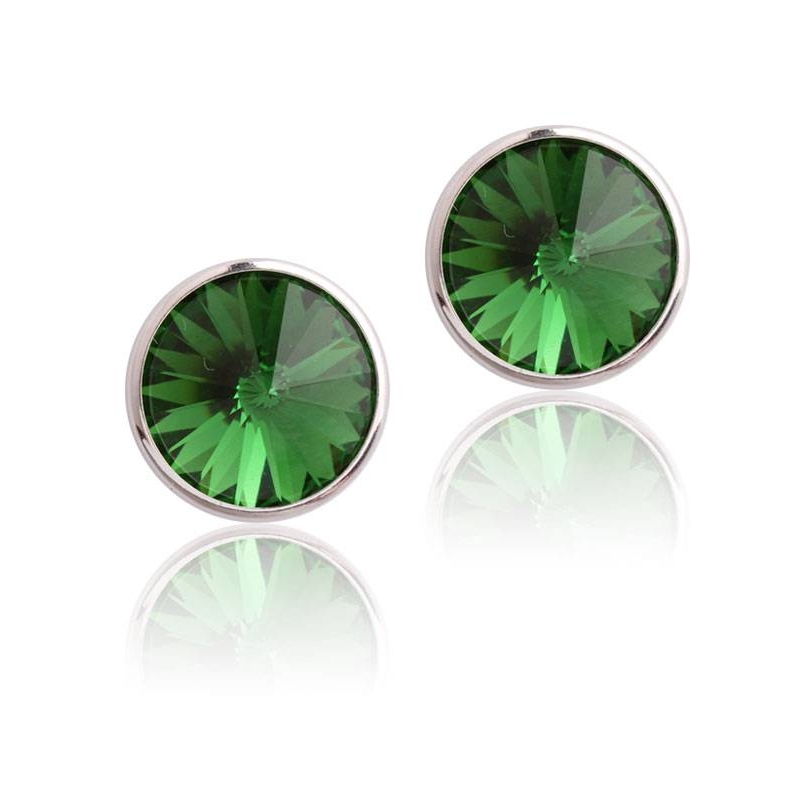 Pendientes "Chromatic" grandes Verde Plata de ley