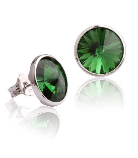 Pendientes "Chromatic" grandes Verde Plata de ley