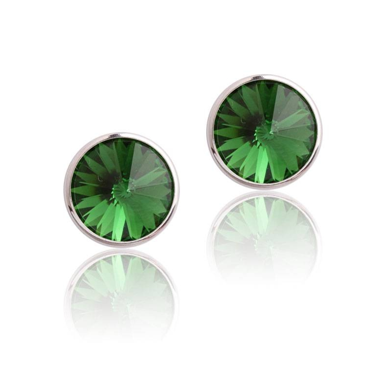 Pendientes "Chromatic" pequeños Verde Plata de ley