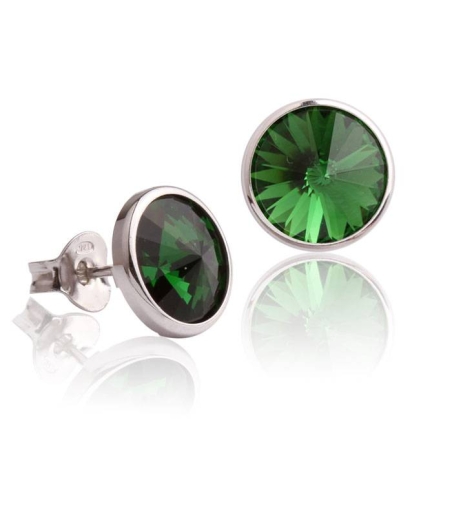 Pendientes "Chromatic" pequeños Verde Plata de ley