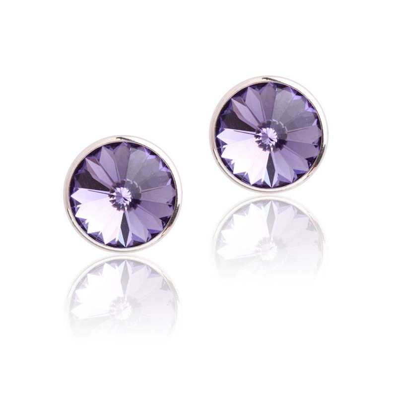 Pendientes "Chromatic" pequeños Morado Plata de ley