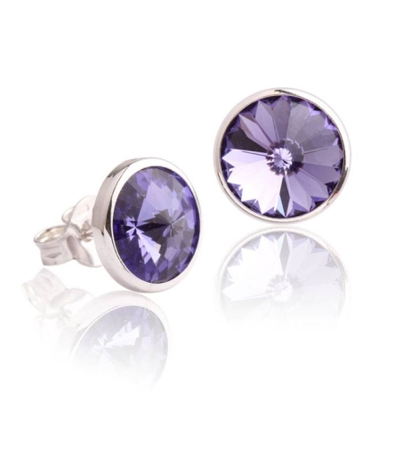 Pendientes "Chromatic" pequeños Morado Plata de ley