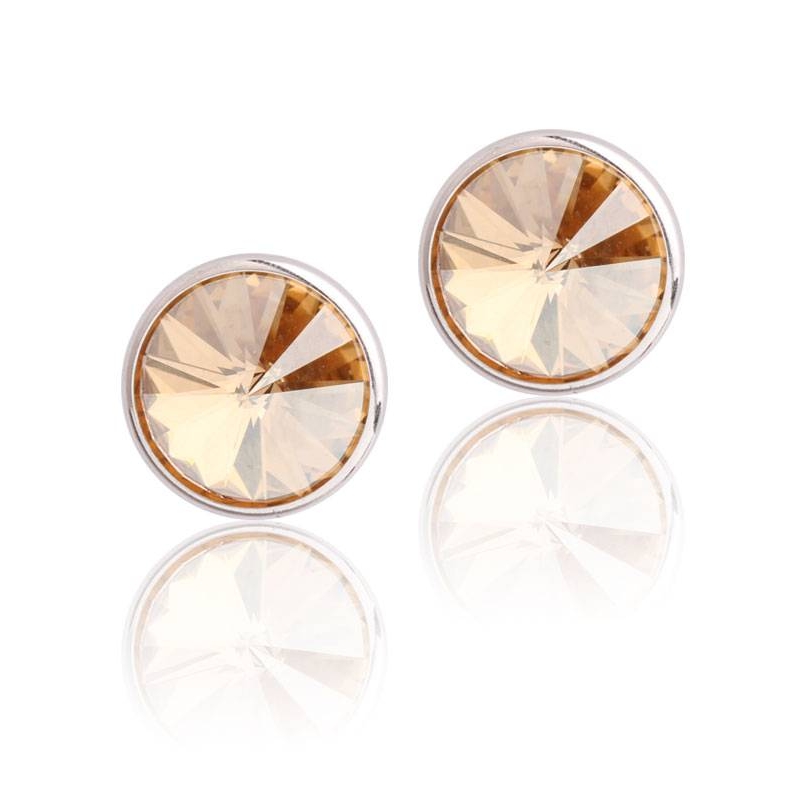 Pendientes "Chromatic" grandes Beige Plata de ley