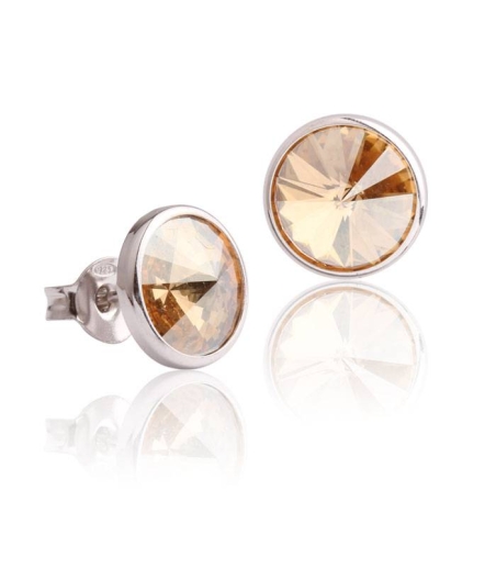 Pendientes "Chromatic" pequeños Beige Plata de ley