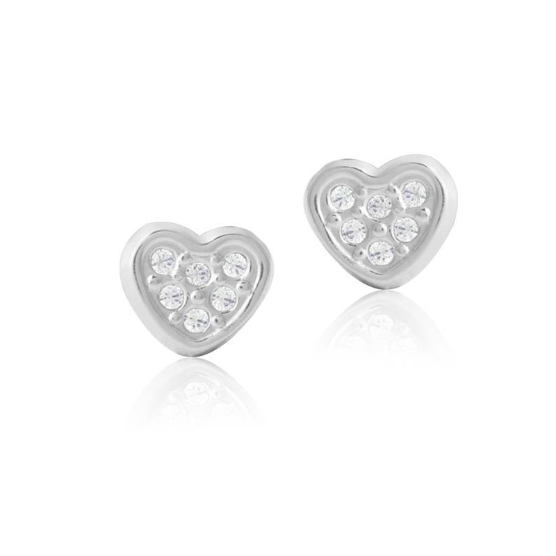 Pendientes bebé Oro blanco 18k corazón