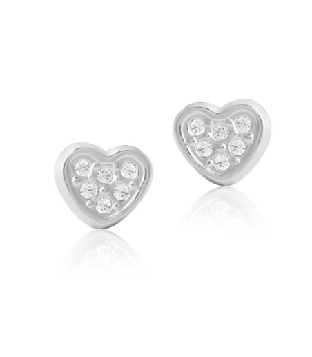 Pendientes bebé Oro blanco 18k corazón