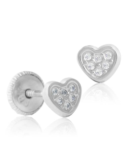 Pendientes bebé Oro blanco 18k corazón