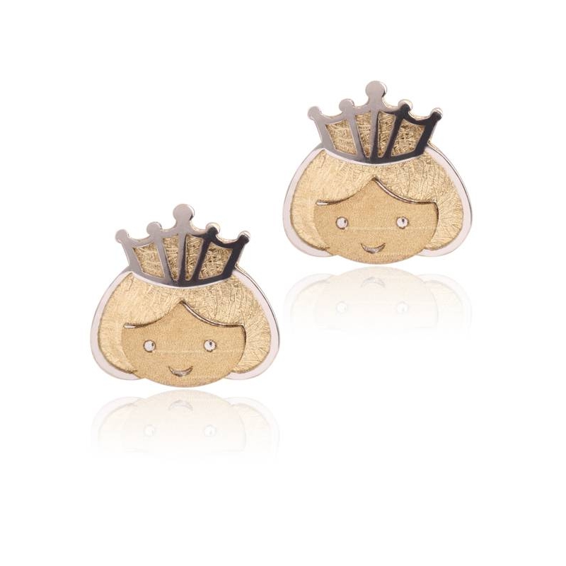 Pendientes niña "Princess" Oro bicolor 18k