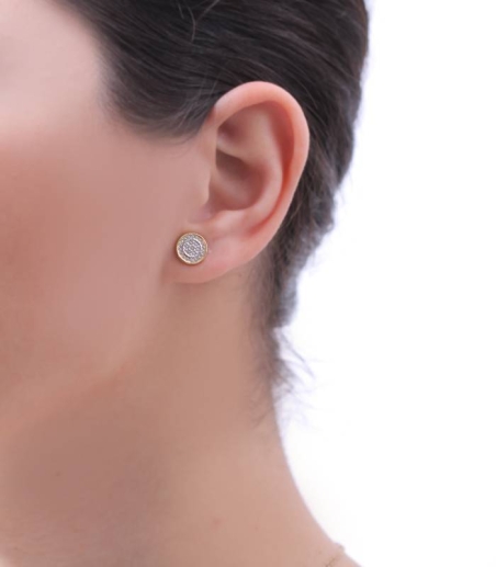 Pendientes Oro Bicolor 18ky circonitas "Circle"
