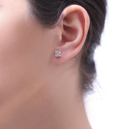 Pendientes Oro blanco 18k y Circonitas 6mm "Amaia"