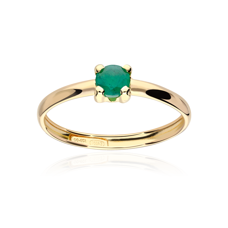 Anillo oro 18k y esmeralda 4mm "Four"