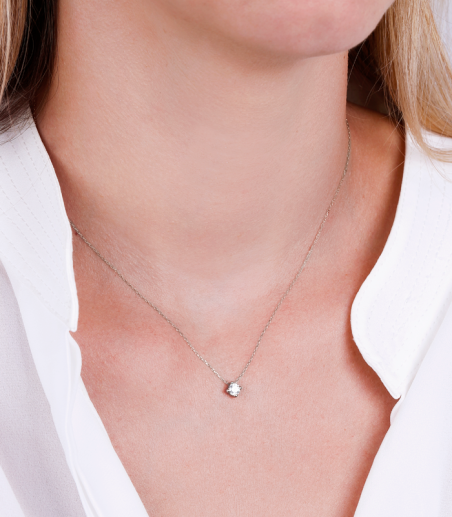 Gargantilla Oro Blanco 18k y circonita 5mm "Foury"